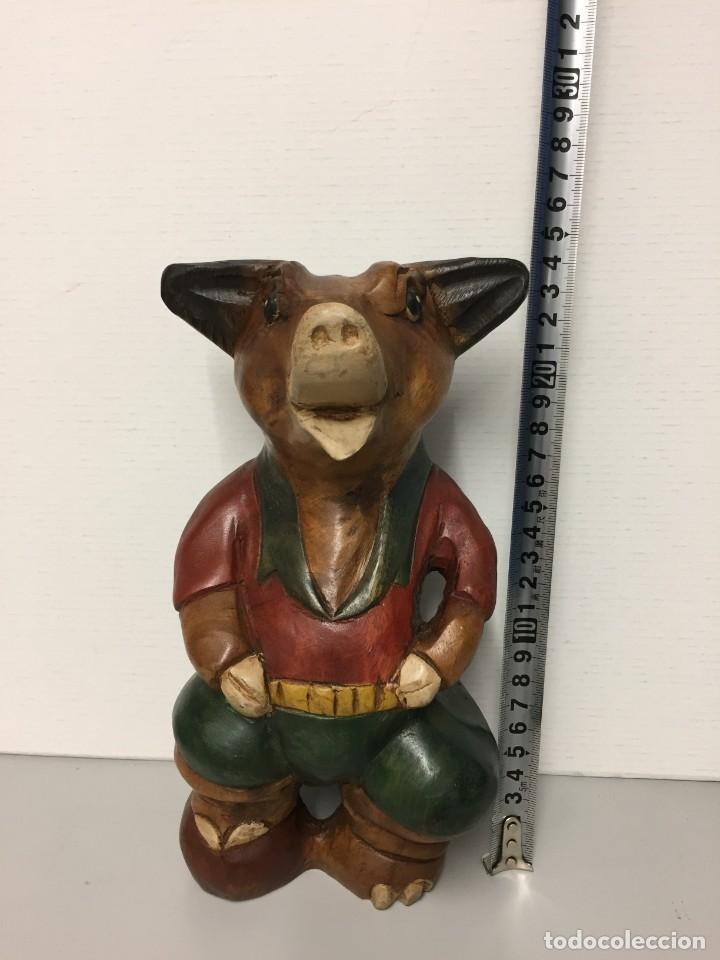 Antiguidades: FIGURA CERDITO JABALI DE MADERA PARA DECORACION 25cm. DECORATIVA