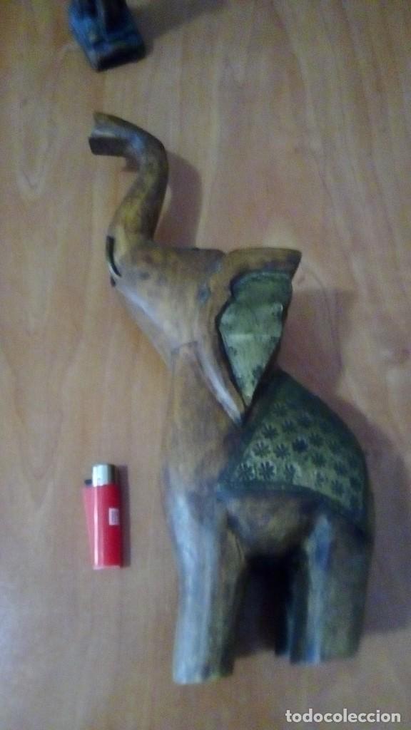 Antiguidades: ELEFANTE TALLADO EN MADERA , 39 CM