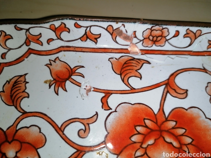 Antig&uuml;edades: Antigua bandeja de cobre esmaltada - Foto 3