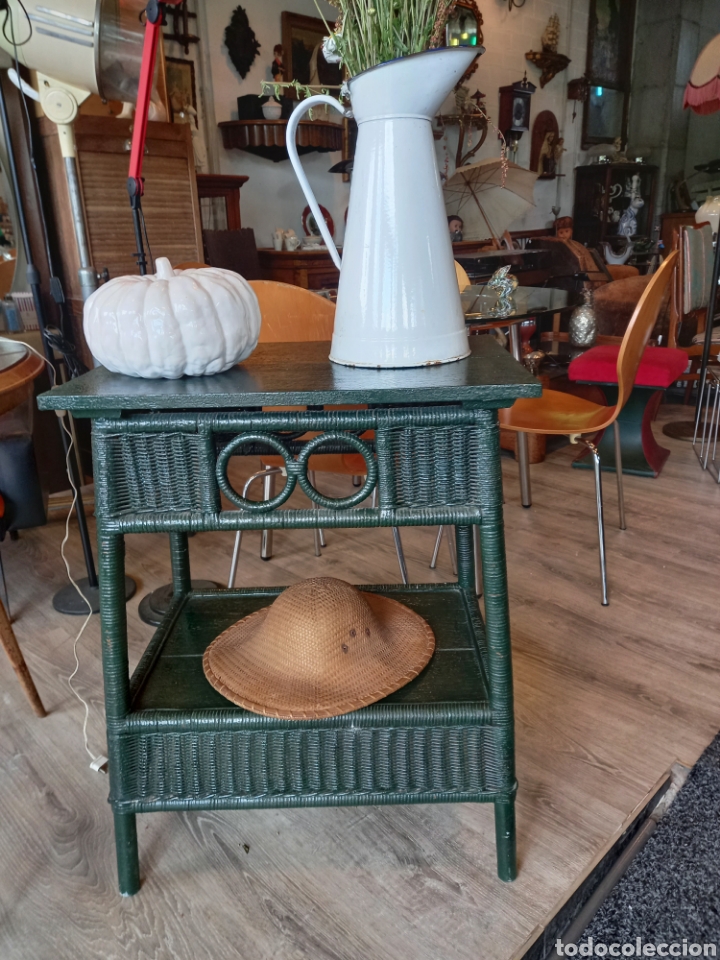 Antig&uuml;edades: Mesa madera bambu, mimbre muy antigua - Foto 2