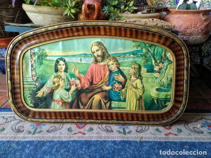 Antig&uuml;edades: Cuadro antiguo con l&aacute;mina religiosa - Foto 1
