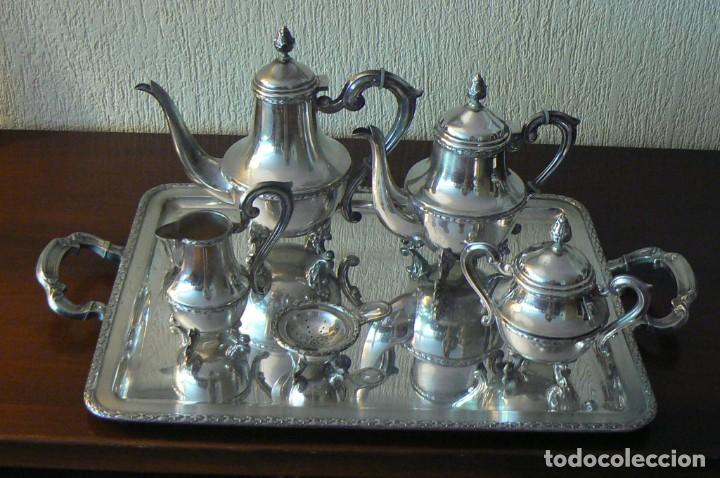 Antig&uuml;edades: JUEGO DE CAF&Eacute; DE ALPACA - Foto 2