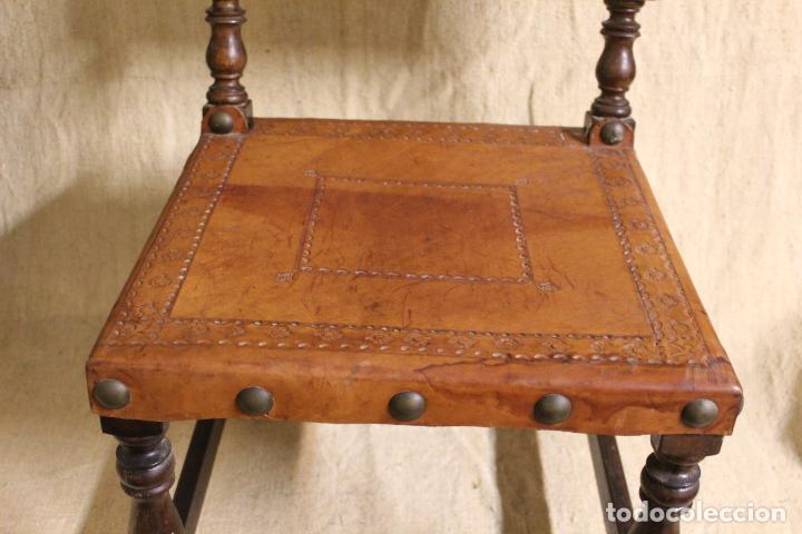 Antigüedades: silla pequeña de cuero - Foto 7 - 256150325