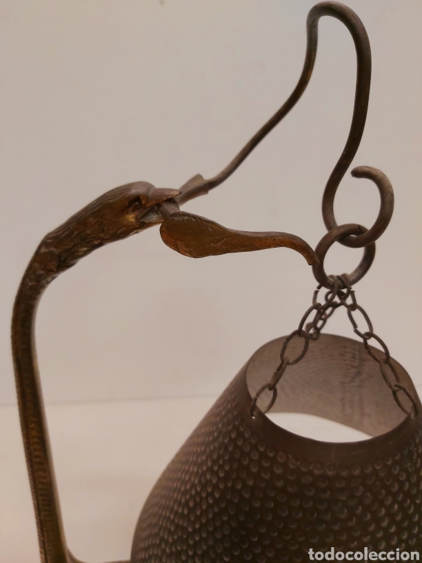 Antig&uuml;edades: L&aacute;mpara bronce aguila - Foto 5