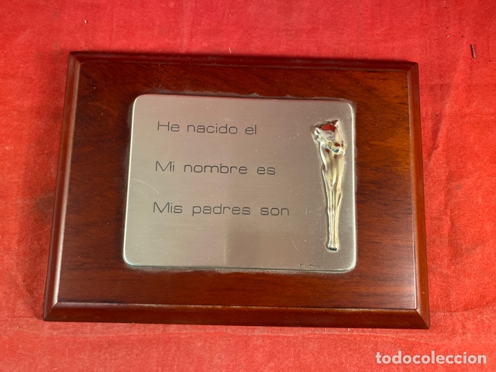 Antig&uuml;edades: PLACA DE PLATA SOBRE MADERA NOBLE NUEVA SIN USO - Foto 1