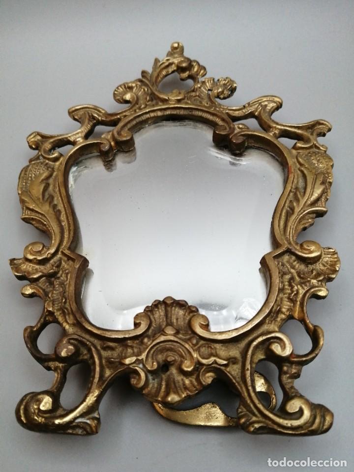 Antig&uuml;edades: Antiguo Marco bronce dorado espejo biselado - Foto 2