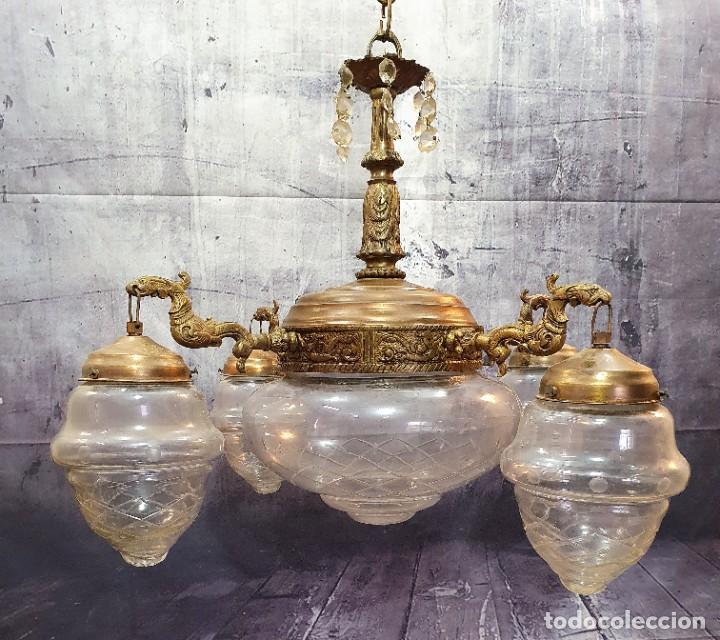Antig&uuml;edades: ANTIGUA LAMPARA DE BRONCE - Foto 2