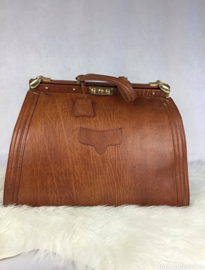 Antig&uuml;edades: Antigua maleta de m&eacute;dico. De piel. Gran tama&ntilde;o