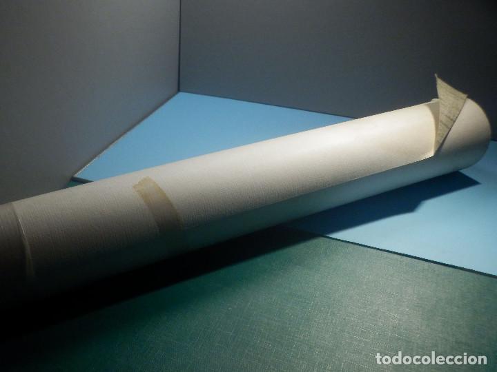 Antigüedades: Antiguo rollo de papel pintado Años 70´s - 53 cm de ancho - Verde jaspeado - Completo - ref. 802 - Foto 4 - 258240920