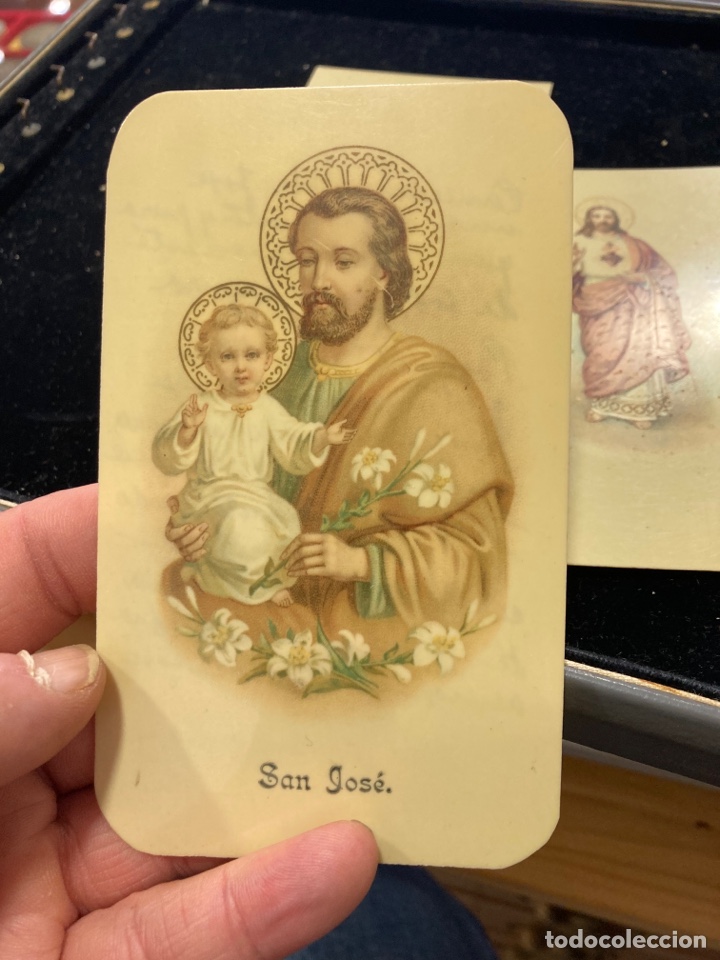 Antig&uuml;edades: Lote de 3 estampas religiosa echas sobre celuloide - Foto 2