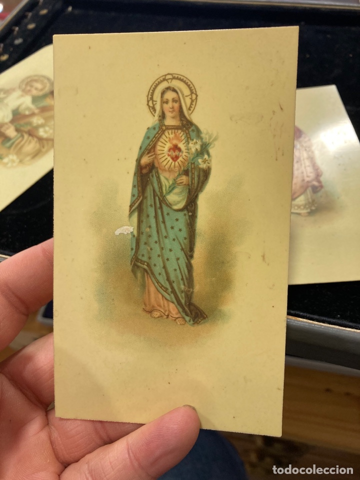 Antig&uuml;edades: Lote de 3 estampas religiosa echas sobre celuloide - Foto 4