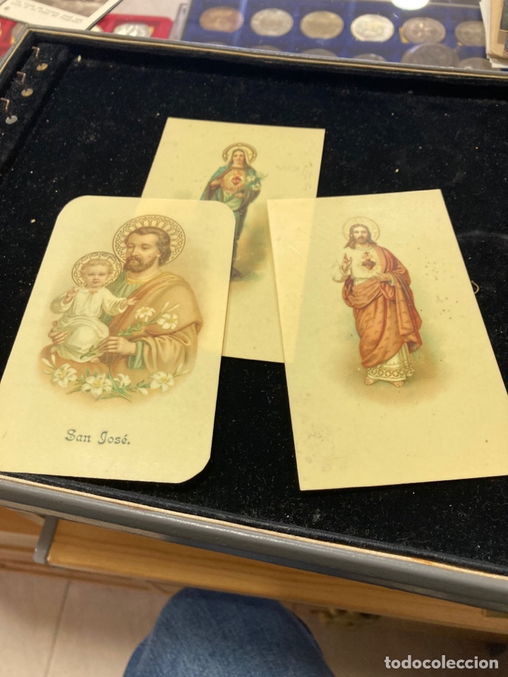 Antig&uuml;edades: Lote de 3 estampas religiosa echas sobre celuloide - Foto 1