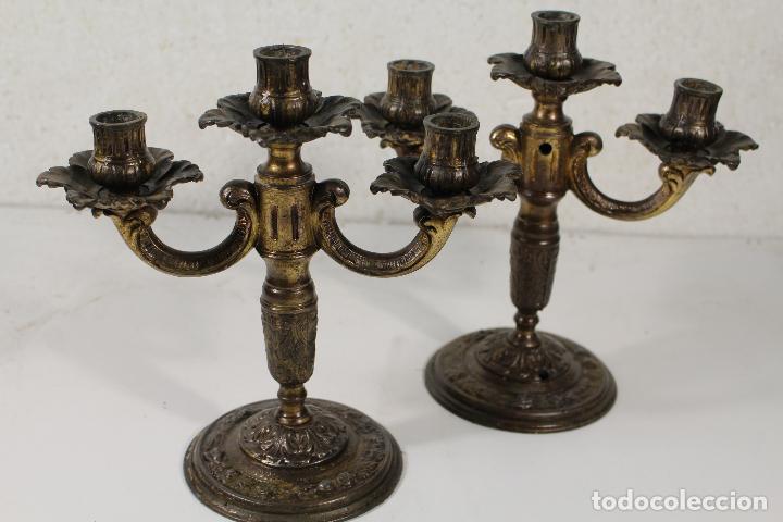 Antig&uuml;edades: pareja de candelabros lamparas - Foto 3