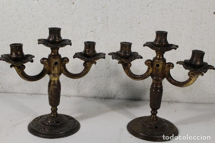 Antig&uuml;edades: pareja de candelabros lamparas - Foto 6