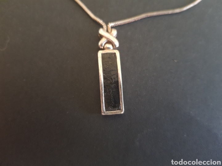 Antiguidades: #201 COLGANTE Y CADENA EN PLATA 925 Y CUERO NEGRO