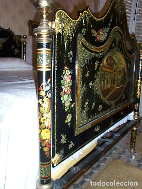 Antigüedades: Cama victoriana con incrustaciones de nácar tema Alhambra. - Foto 14 - 259050940
