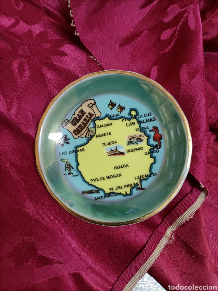 Antig&uuml;edades: Platito recuerdo de Gran Canaria. 9cms &Oslash; - Foto 1