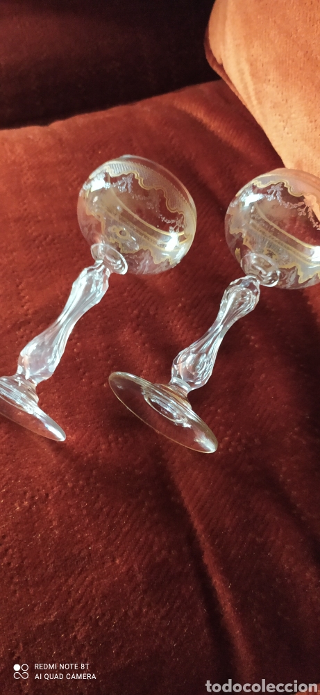 Antig&uuml;edades: Pareja copas cristal de la granja - Foto 2