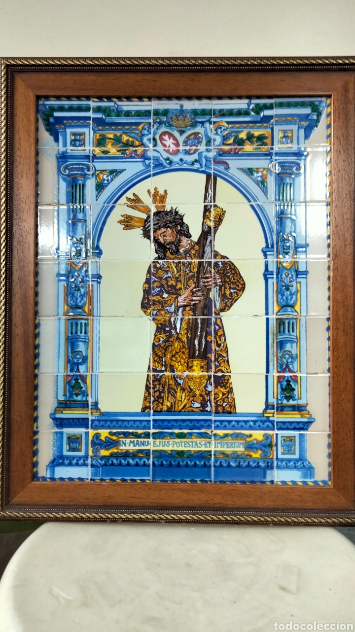 Antig&uuml;edades: BONITO MOSAICO DE AZULEJOS GRAN PODER SEVILLA - Foto 1