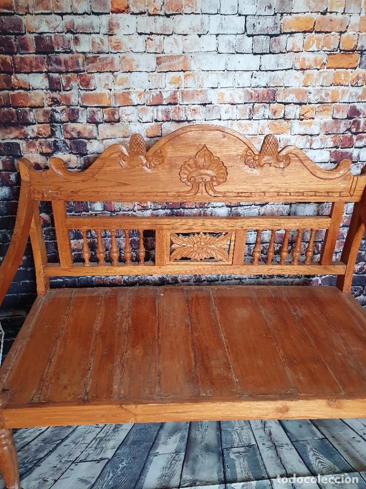 Antig&uuml;edades: BANCO ESCA&Ntilde;O SOFA TALLADO - Foto 2