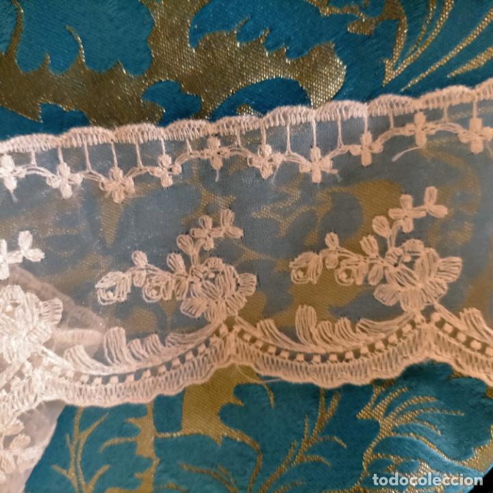 Antigüedades: 4 metros encaje puntilla gasa cristal bordado ideal tocado virgen enaguas traje semana santa alba - Foto 1 - 259999255