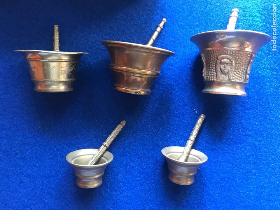 Antig&uuml;edades: Lote de 5 almirez almireces - Foto 2