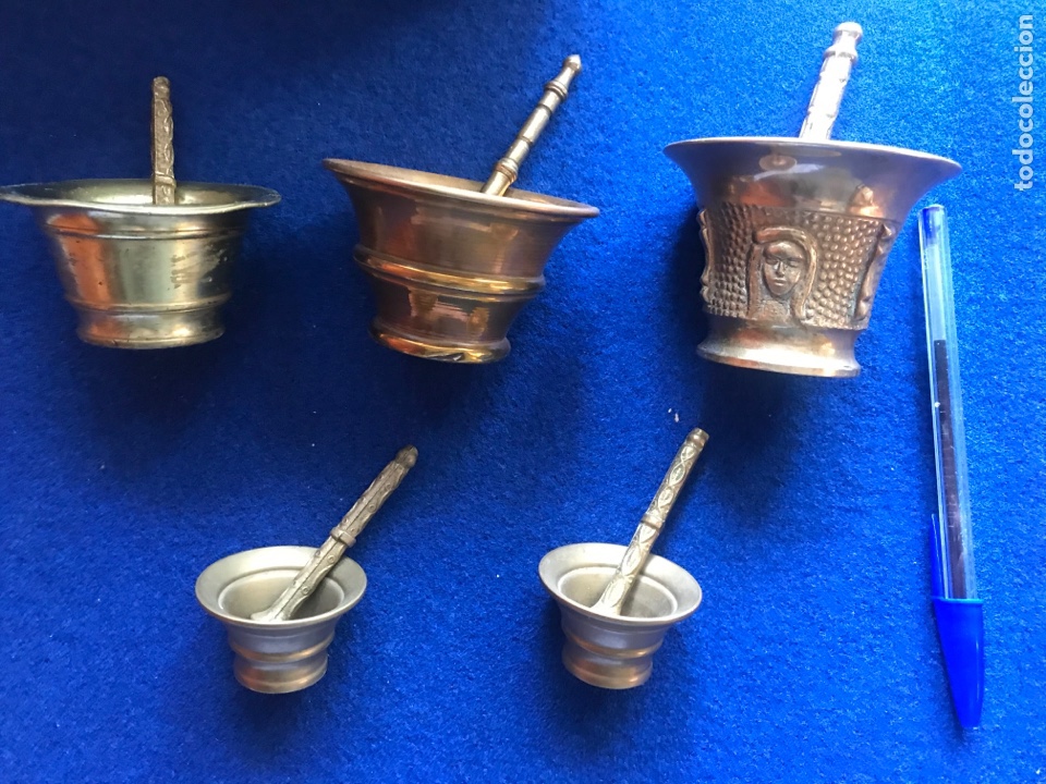 Antig&uuml;edades: Lote de 5 almirez almireces - Foto 3