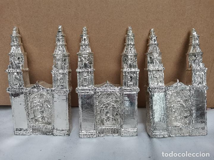 Antigüedades: 3 piezas creo que bañadas en plata años 60 70 torres o frontales de una iglesia catedral mezquita ? - Foto 1 - 260869885