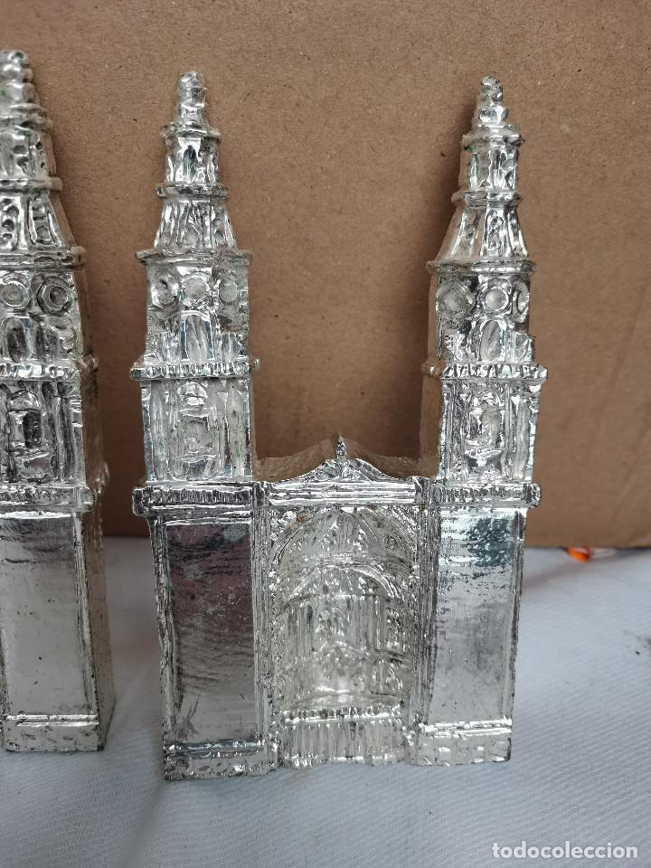 Antigüedades: 3 piezas creo que bañadas en plata años 60 70 torres o frontales de una iglesia catedral mezquita ? - Foto 2 - 260869885