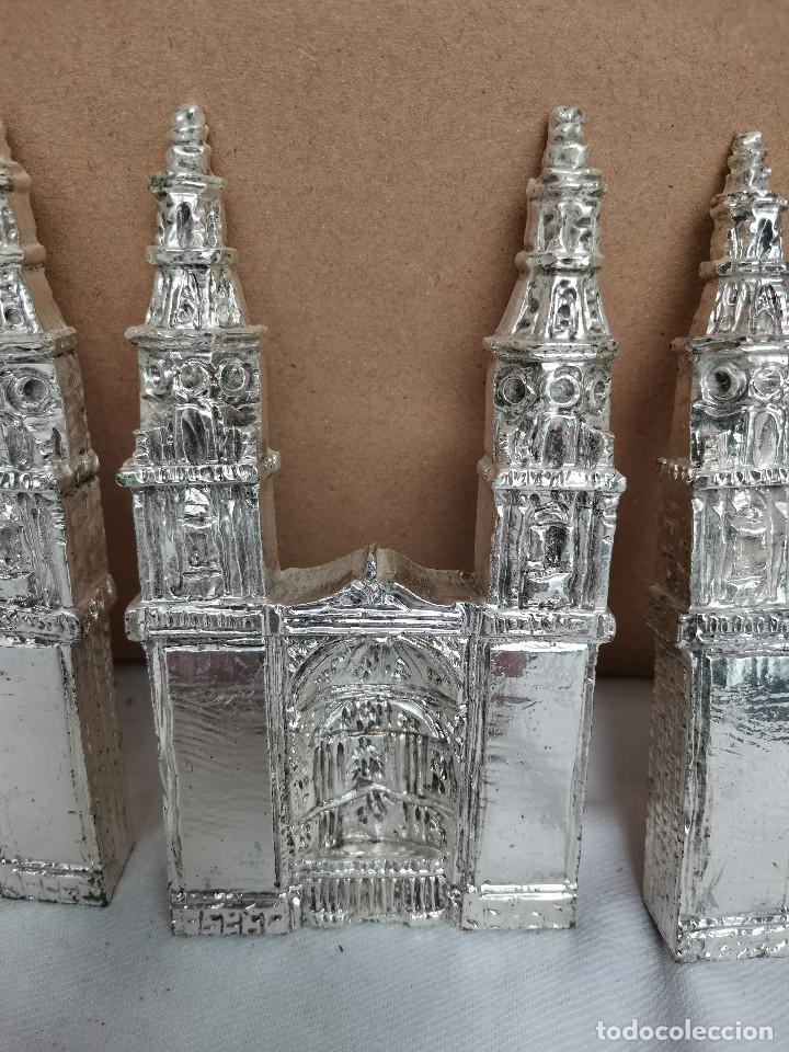 Antigüedades: 3 piezas creo que bañadas en plata años 60 70 torres o frontales de una iglesia catedral mezquita ? - Foto 3 - 260869885