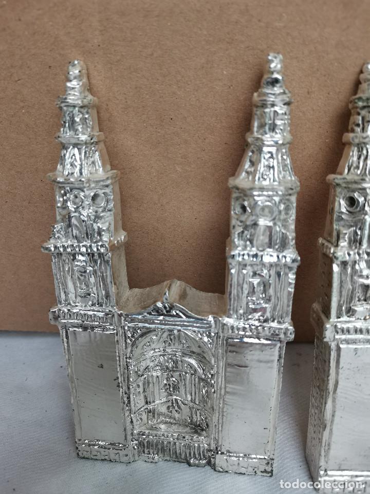Antigüedades: 3 piezas creo que bañadas en plata años 60 70 torres o frontales de una iglesia catedral mezquita ? - Foto 4 - 260869885