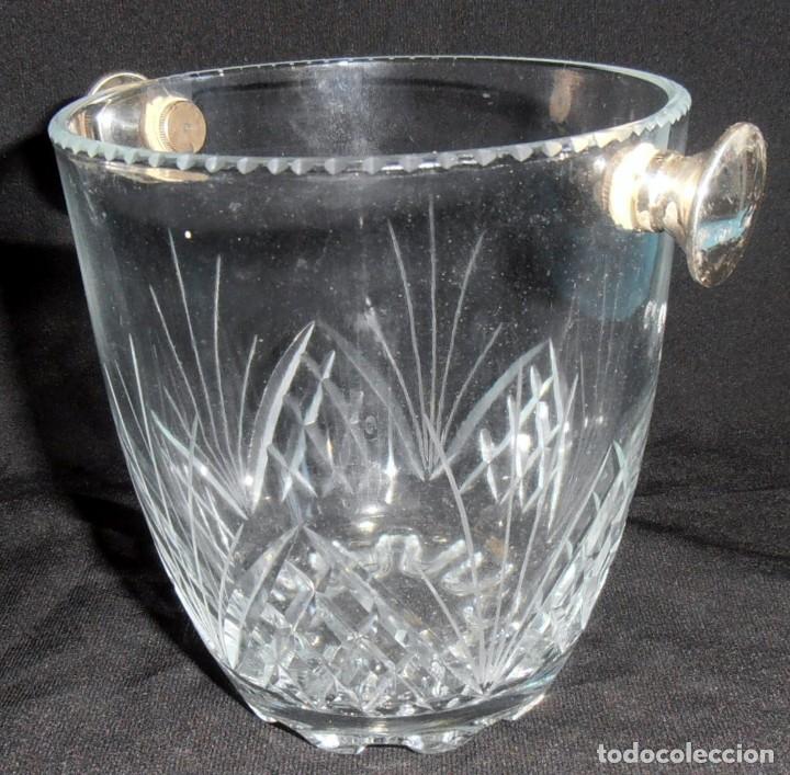 Antig&uuml;edades: RECIPIENTE PARA CUBITOS DE HIELO DE CRISTAL Y PLATA - Foto 1