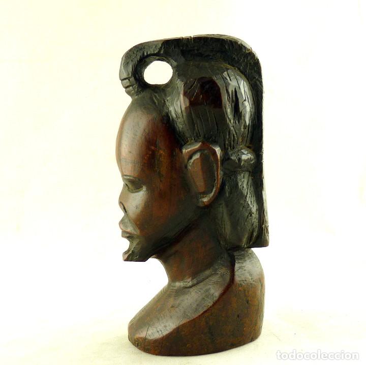 Antig&uuml;edades: BUSTO EN MADERA DE SENEGAL - 16X8X6CM - Foto 3