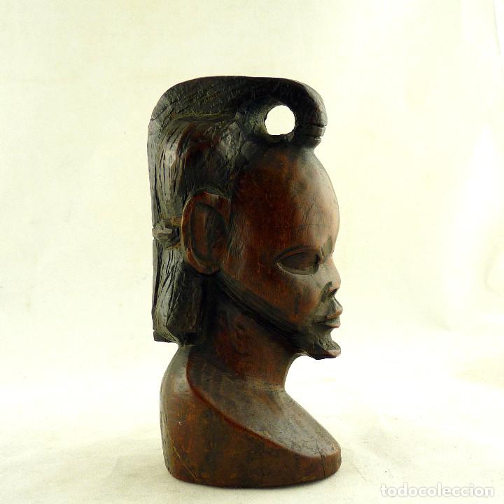Antig&uuml;edades: BUSTO EN MADERA DE SENEGAL - 16X8X6CM - Foto 4