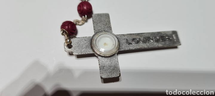 Antigüedades: Precioso Rosario de Lourdes. Con reliquia en la cruz. Con caja de Juan Pablo II - Foto 9 - 261182665
