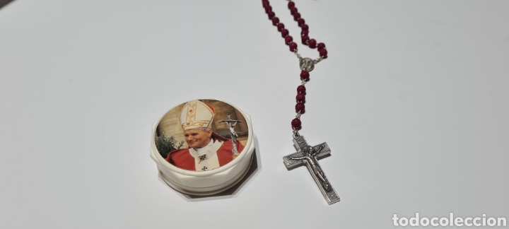 Antigüedades: Precioso Rosario de Lourdes. Con reliquia en la cruz. Con caja de Juan Pablo II - Foto 10 - 261182665