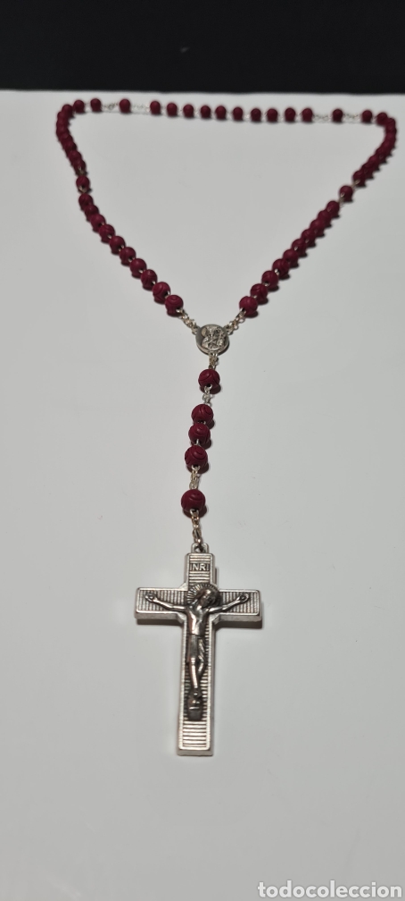 Antigüedades: Precioso Rosario de Lourdes. Con reliquia en la cruz. Con caja de Juan Pablo II - Foto 1 - 261182665