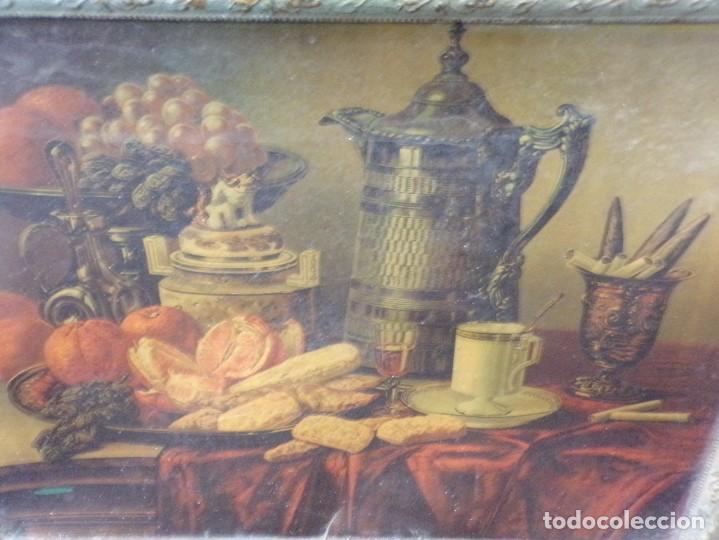 Antig&uuml;edades: ESTAMOS LIQUIDANDO. antiguo marco de madera con lamina bodegon - Foto 2