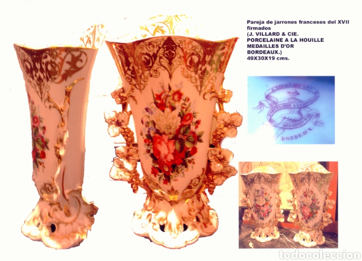 Antig&uuml;edades: Pareja de jarrones de porcelana - Foto 1