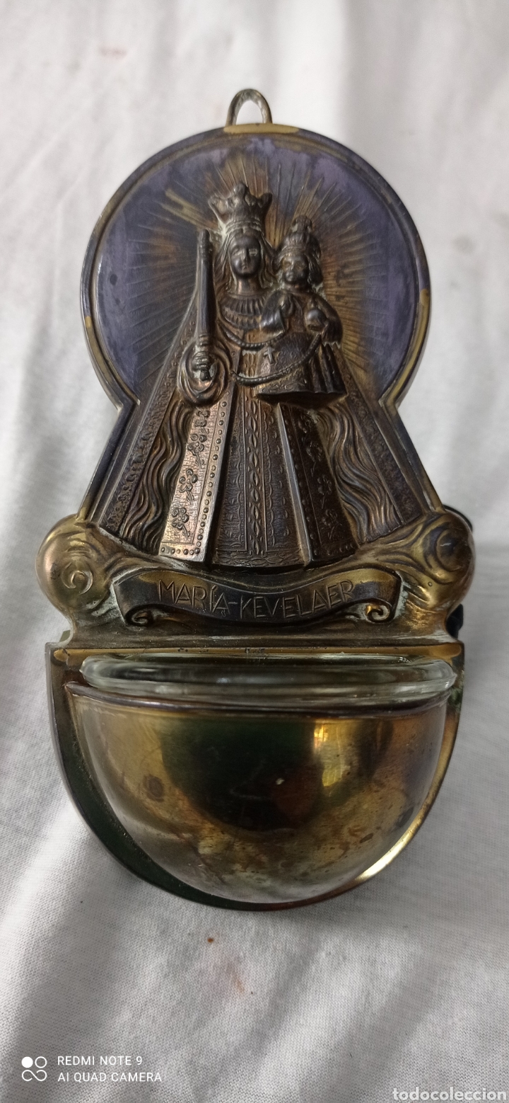 Antig&uuml;edades: Antigua Benditera Virgen Mar&iacute;a - Foto 1