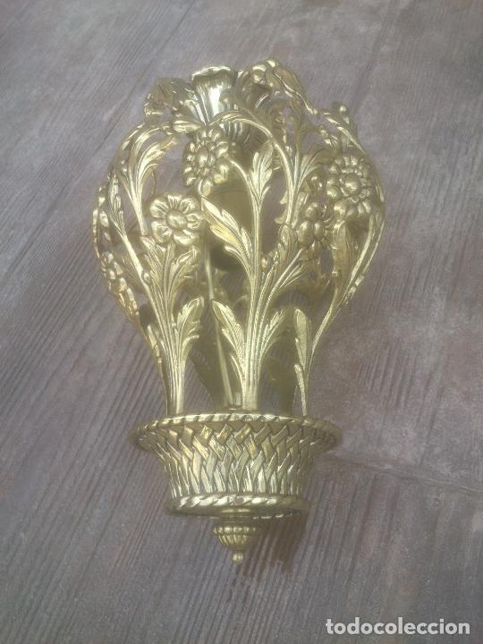 Antig&uuml;edades: ORIGINAL LAMPARA FORMA CESTA FLORES BRONCE - Foto 2