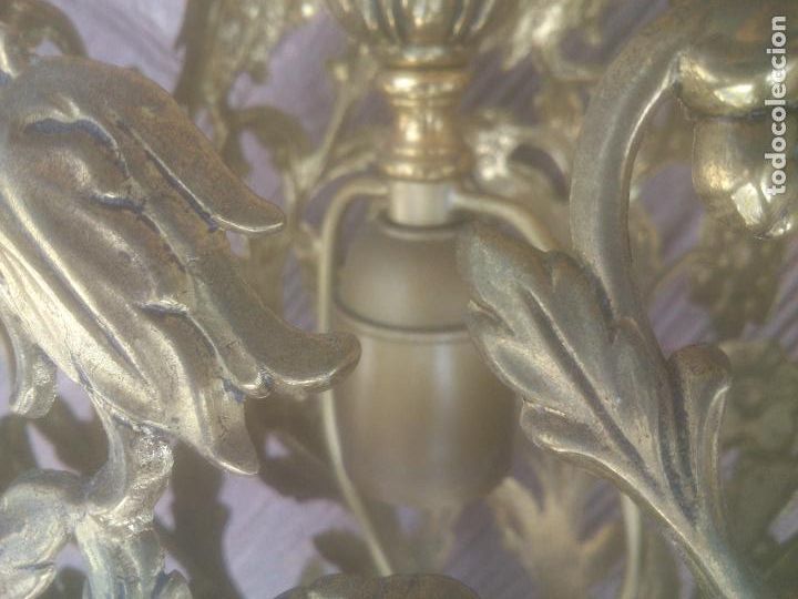 Antig&uuml;edades: ORIGINAL LAMPARA FORMA CESTA FLORES BRONCE - Foto 3