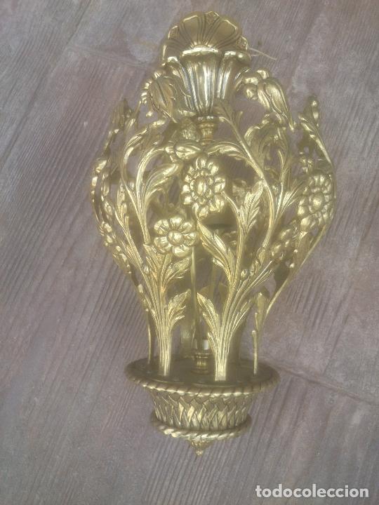 Antig&uuml;edades: ORIGINAL LAMPARA FORMA CESTA FLORES BRONCE - Foto 4