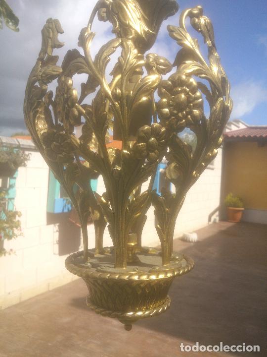 Antig&uuml;edades: ORIGINAL LAMPARA FORMA CESTA FLORES BRONCE - Foto 5