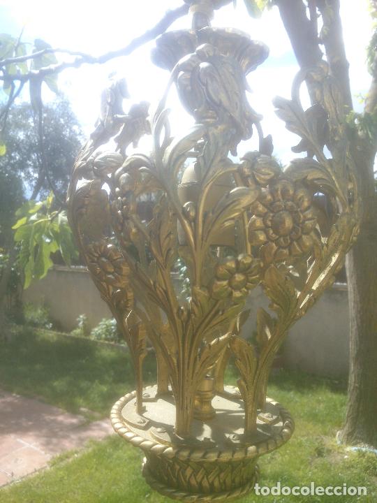 Antig&uuml;edades: ORIGINAL LAMPARA FORMA CESTA FLORES BRONCE - Foto 7