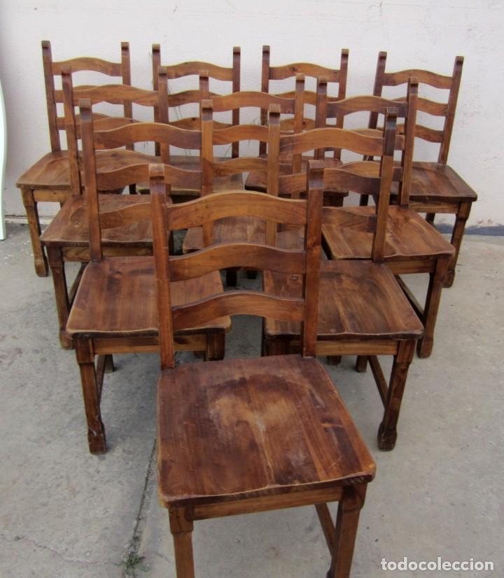 Antig&uuml;edades: 10 sillas rusticas de madera SXX - Foto 2