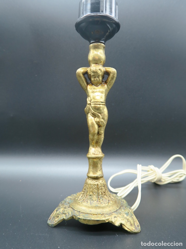 Antig&uuml;edades: Pie de l&aacute;mpara en laton - bronce - Foto 3