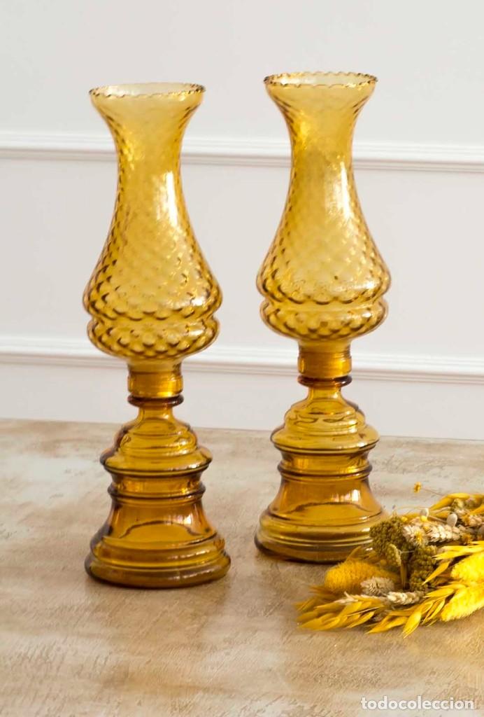 Antig&uuml;edades: Candelabro Cristal &Aacute;mbar - Foto 1
