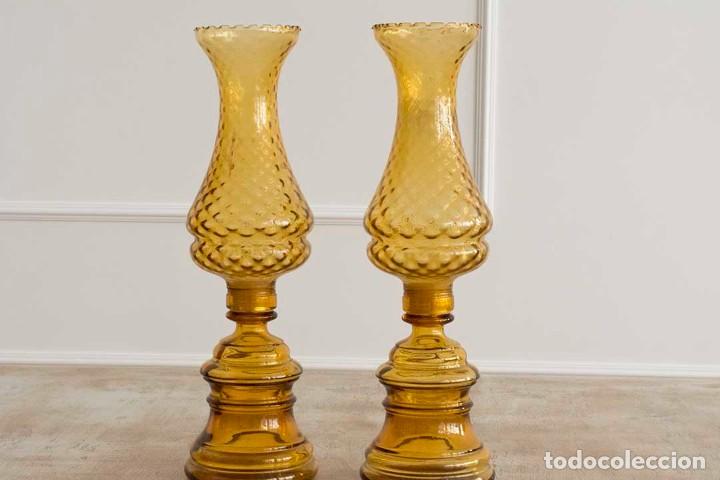Antig&uuml;edades: Candelabro Cristal &Aacute;mbar - Foto 3