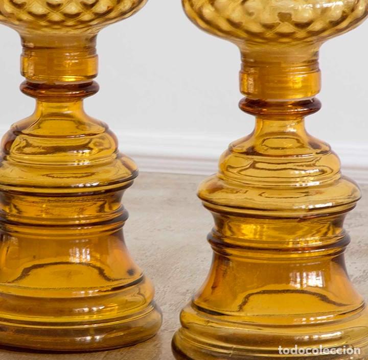 Antig&uuml;edades: Candelabro Cristal &Aacute;mbar - Foto 5